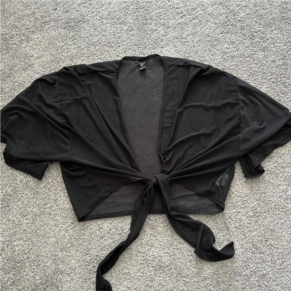 Windsor Sheer Black Tie-Front Top